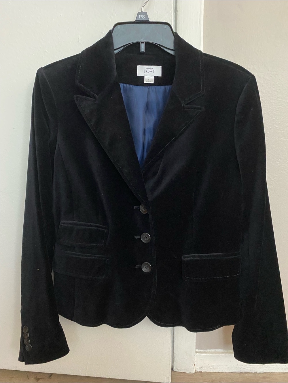 LOFT Women's Black Velvet Tailored Blazer Jacket